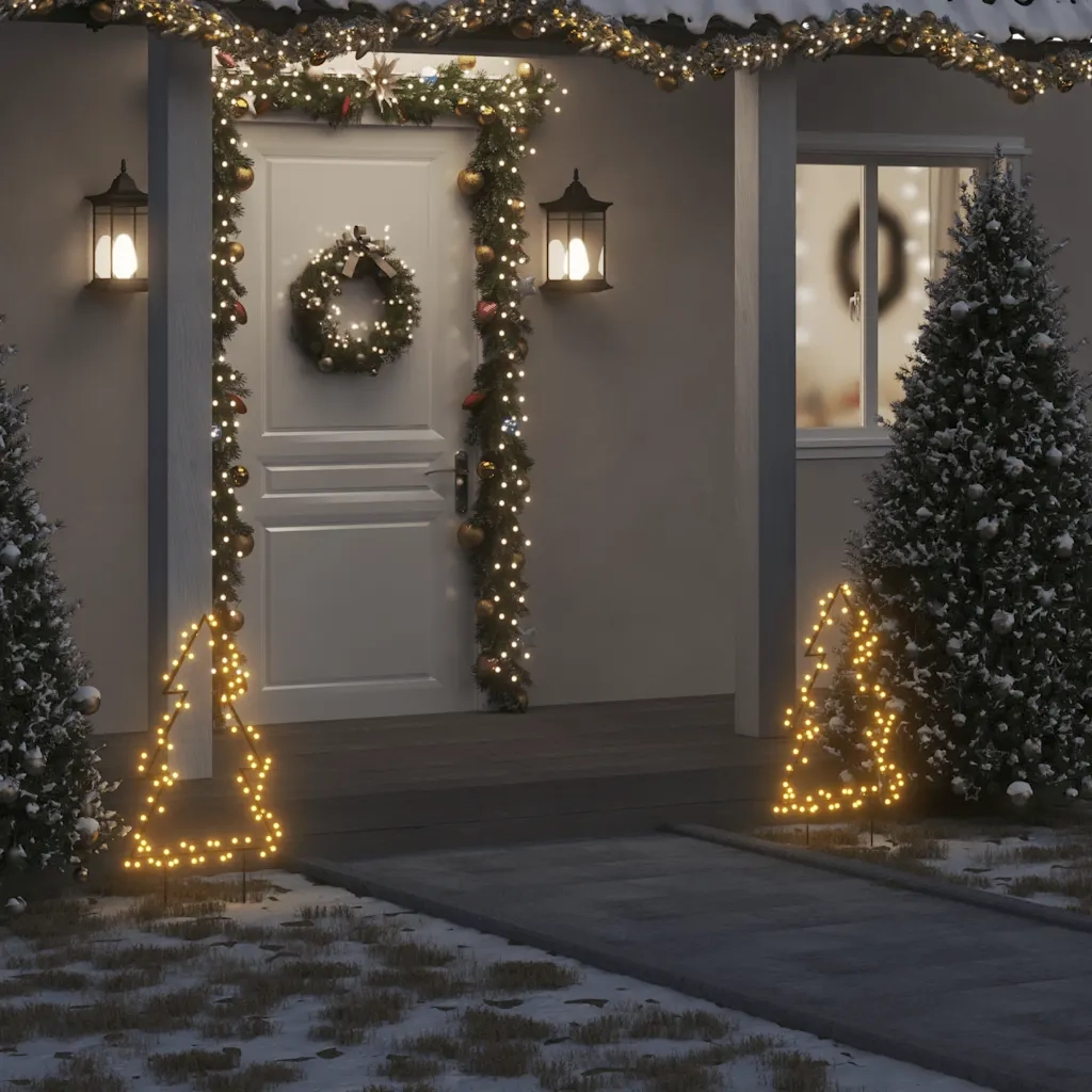 Decorazione Luminosa Natalizia con Picchetti Albero 80LED 60cmcod mxl 128171