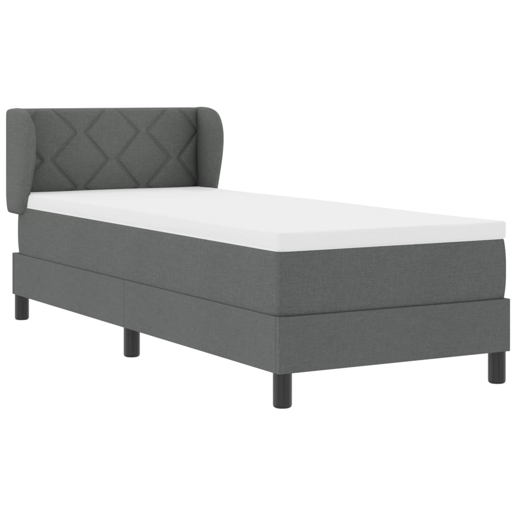 Letto a molle con materasso  Grigio scuro 80x200 cm Tessuto