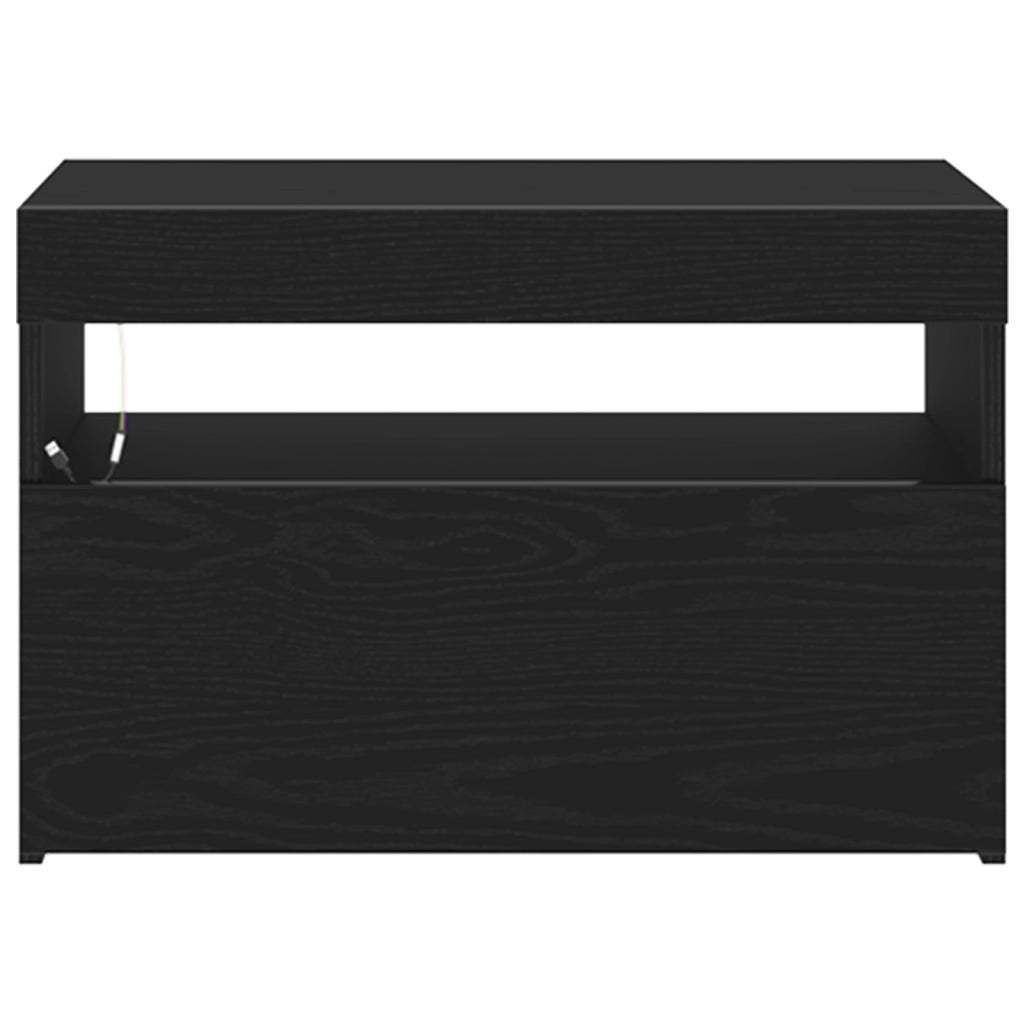 Mobile per TV  con luci LED Rovere Nero 60x35x40 cm in legno ingegnerizzato