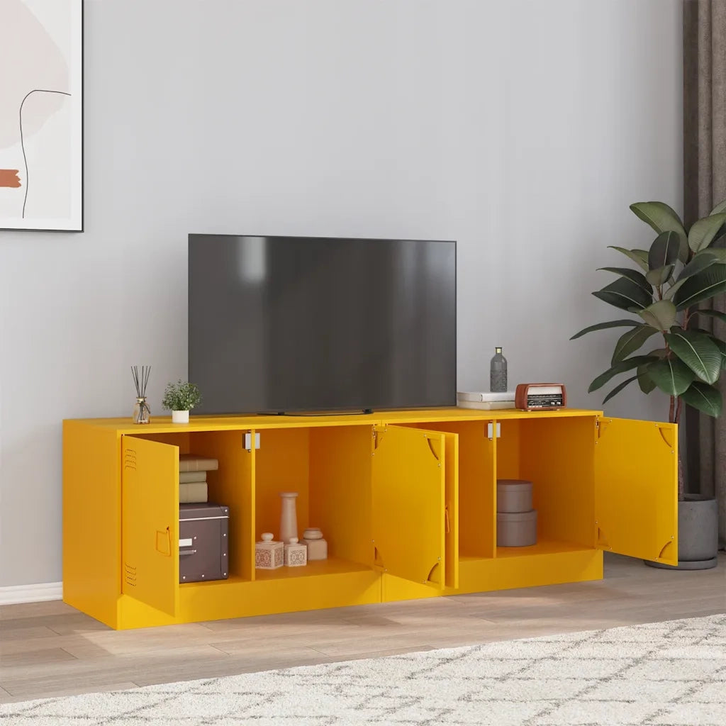 Mobili TV 2 pz-Set di 2 Credenza per TV Giallo Senape 67x39x44 cm in Acciaio 169145