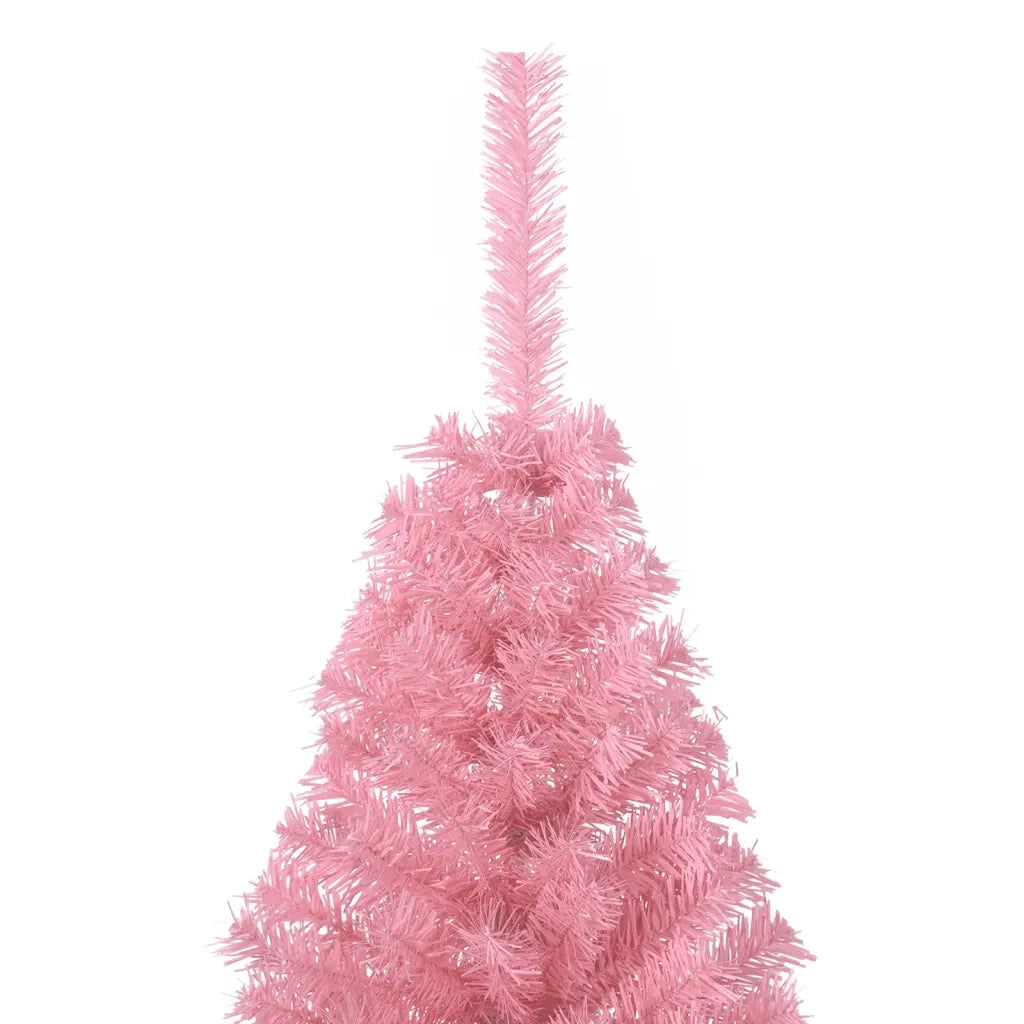 Albero di Natale Artificiale a MetÃ  con Supporto Rosa 120cm PVC