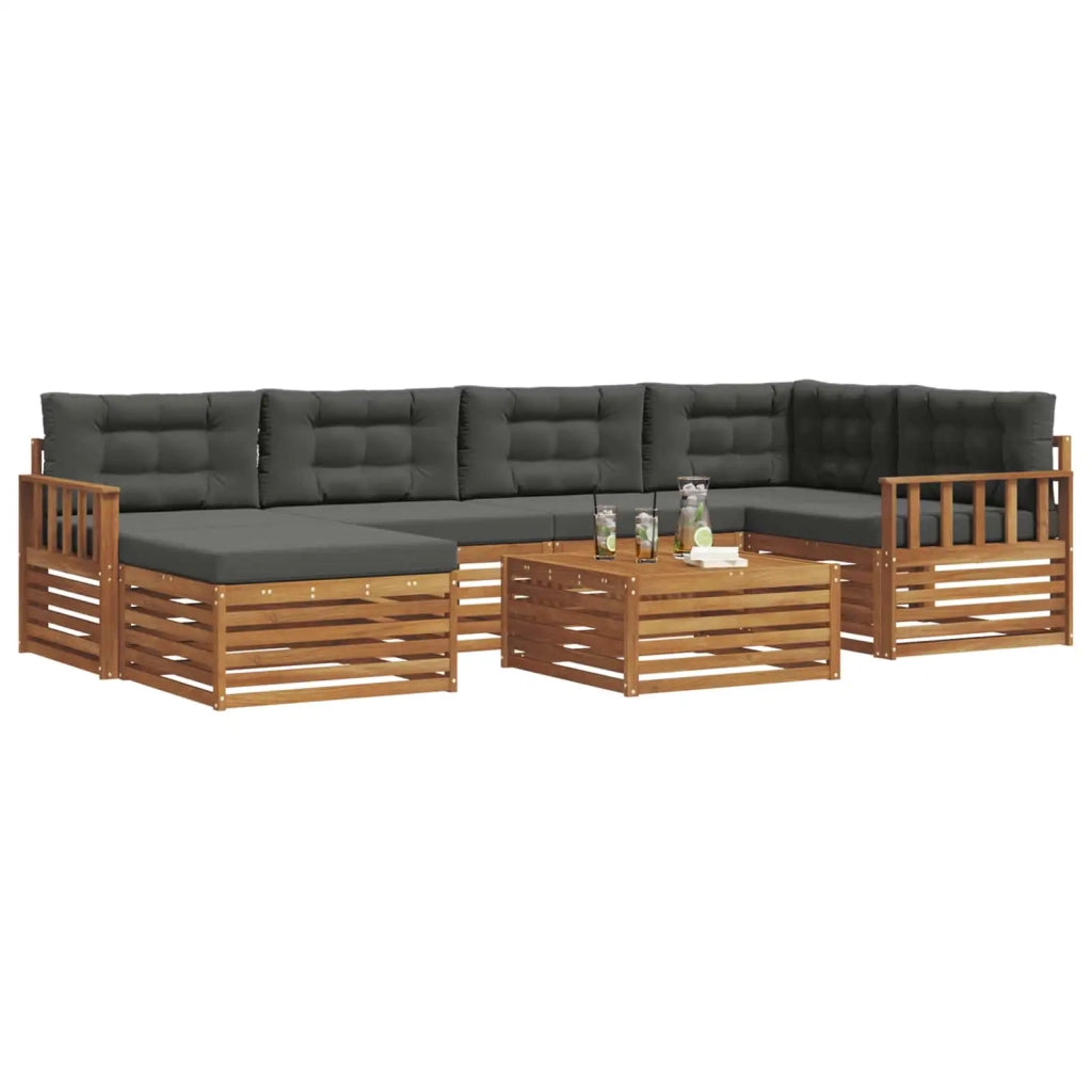 Set di divani da esterno con cuscino 7 pcs Naturale e Antracite