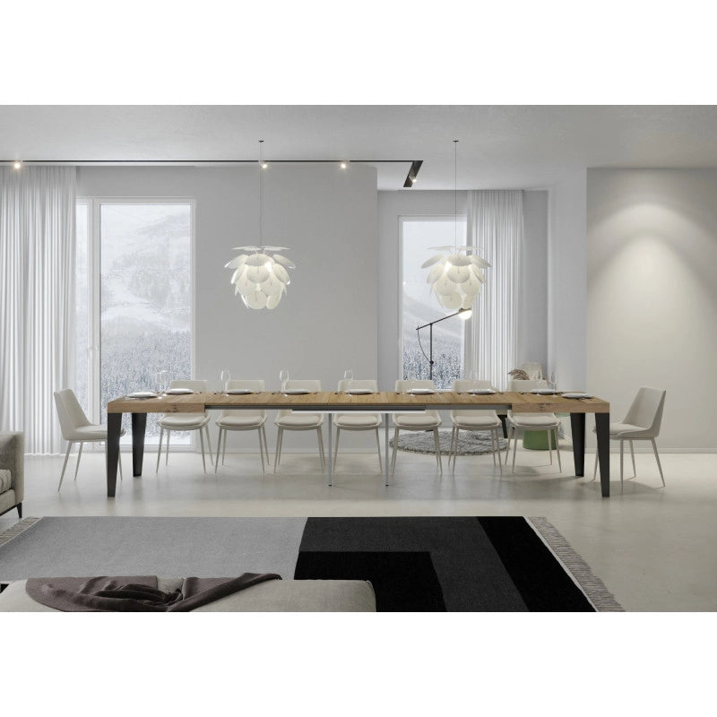 Tavolo allungabile 200/460x90 cm Flame telaio Antracite - Quercia Natura