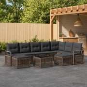 Set Divano da Giardino 10 pz Grigio polyrattan 3435902