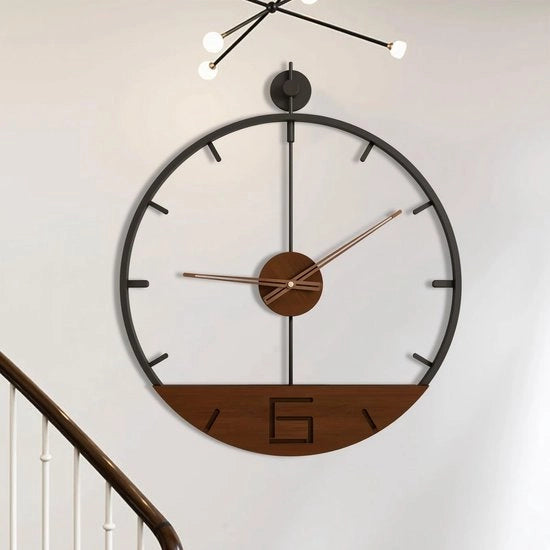 Orologio da parete grande senza suono di tic moderno legno nero marrone 53 cm stile vintage retro per soggiorno stile rurale