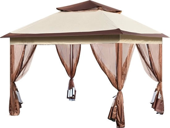 Pavilione ripiegabile - Tenda da festa - 334x334x281 cm - Beige