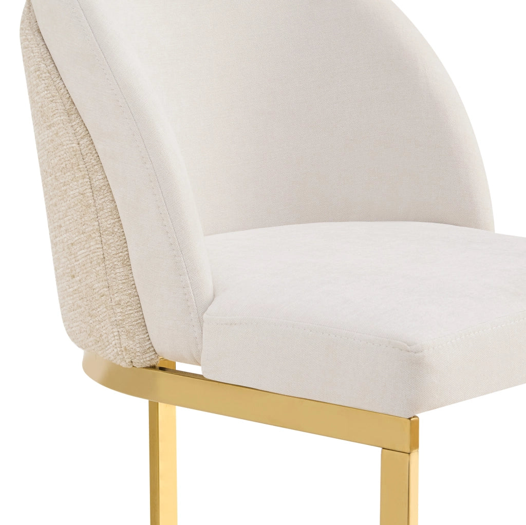 Set di 2 sedie in cheniglia beige con gambe metalliche dorate