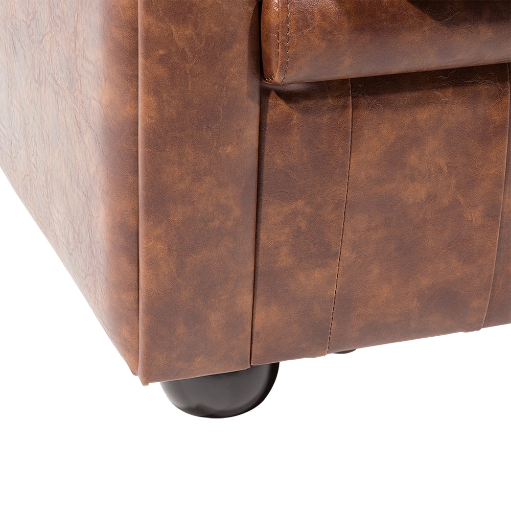 Poltrona Chesterfield marrone Vera Pelle trapuntata in stile Contemporaneo