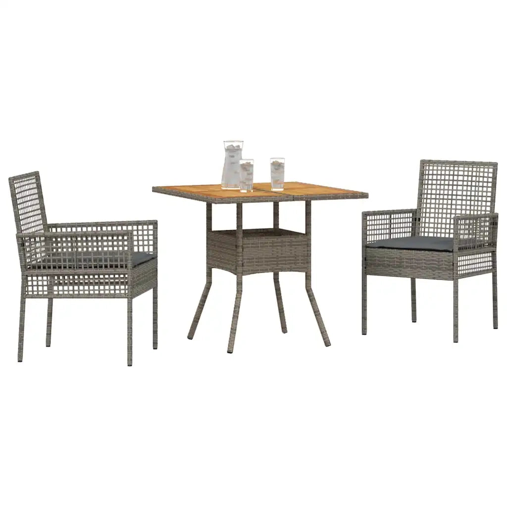 Set da Pranzo per Giardino 3 pz | Set Salotto da Giardino Grigio polyrattan