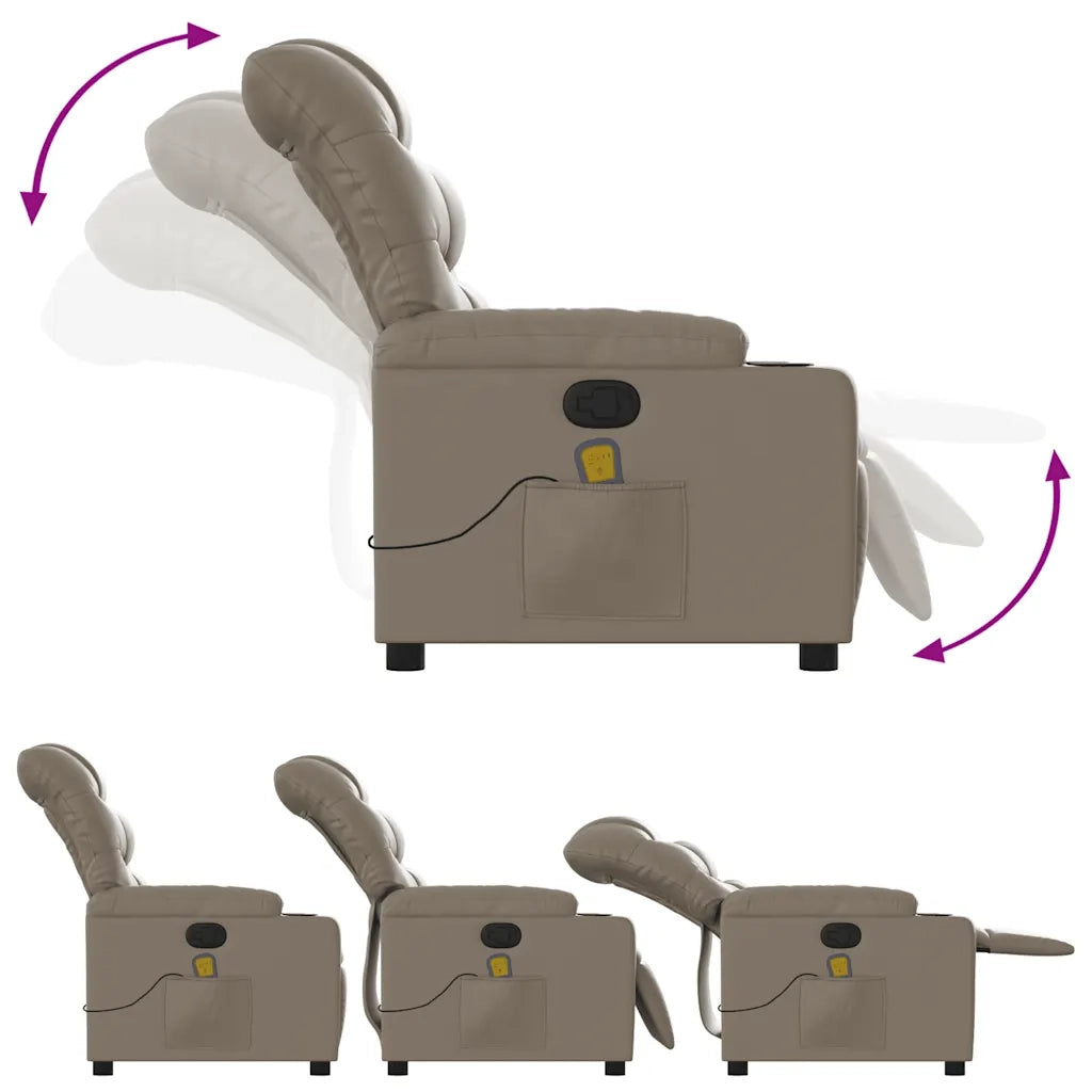 Poltrona Massaggiante | Sedia Relax Reclinabile cappuccino in Similpelle