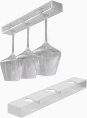 Display per vino, 2 pezzi di vetrina per bicchieri da vino in stile, supporto per bicchieri da vino in stile da appendere, senza bicchieri rovesciati (bianco)