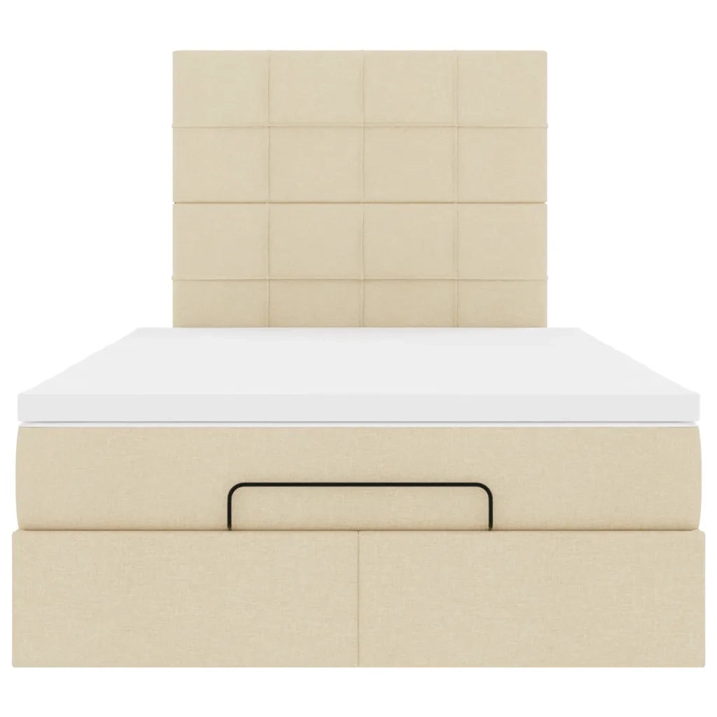 Struttura Letto Pouf con Materasso Crema 120x190 cm in Tessuto 3313145