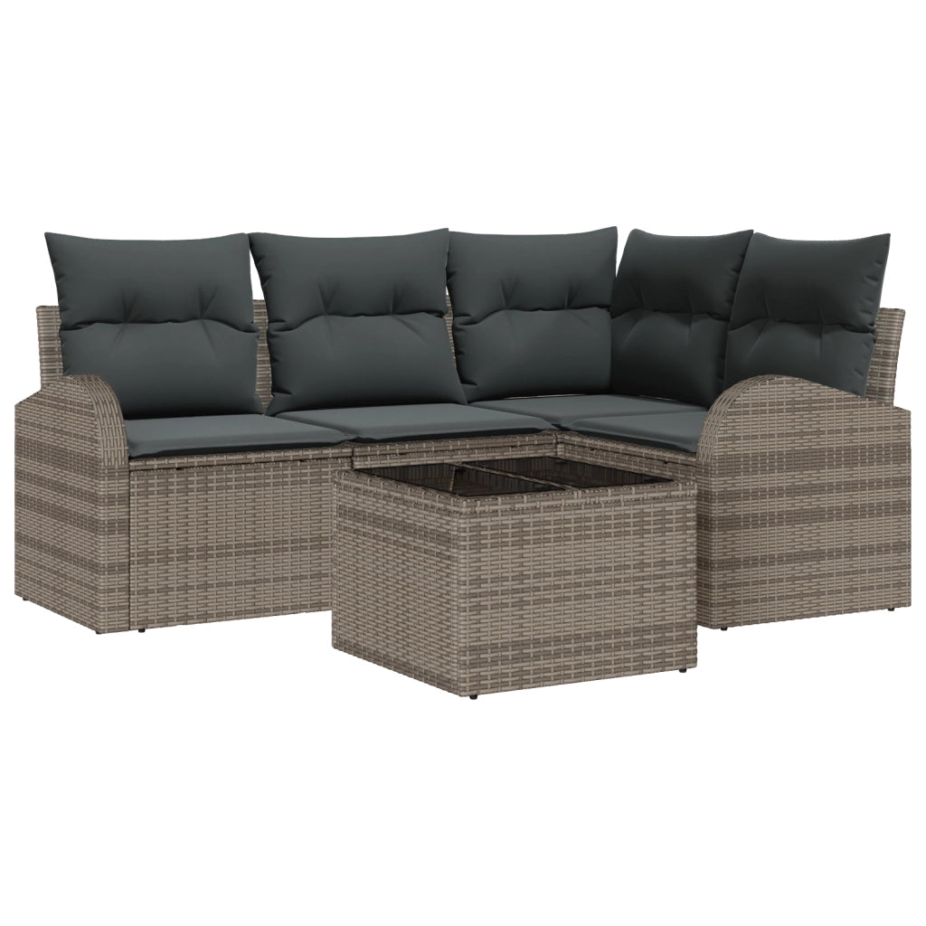 Set Divano da Giardino  4 Pezzi con Cuscini in Rattan Polivalente Nero