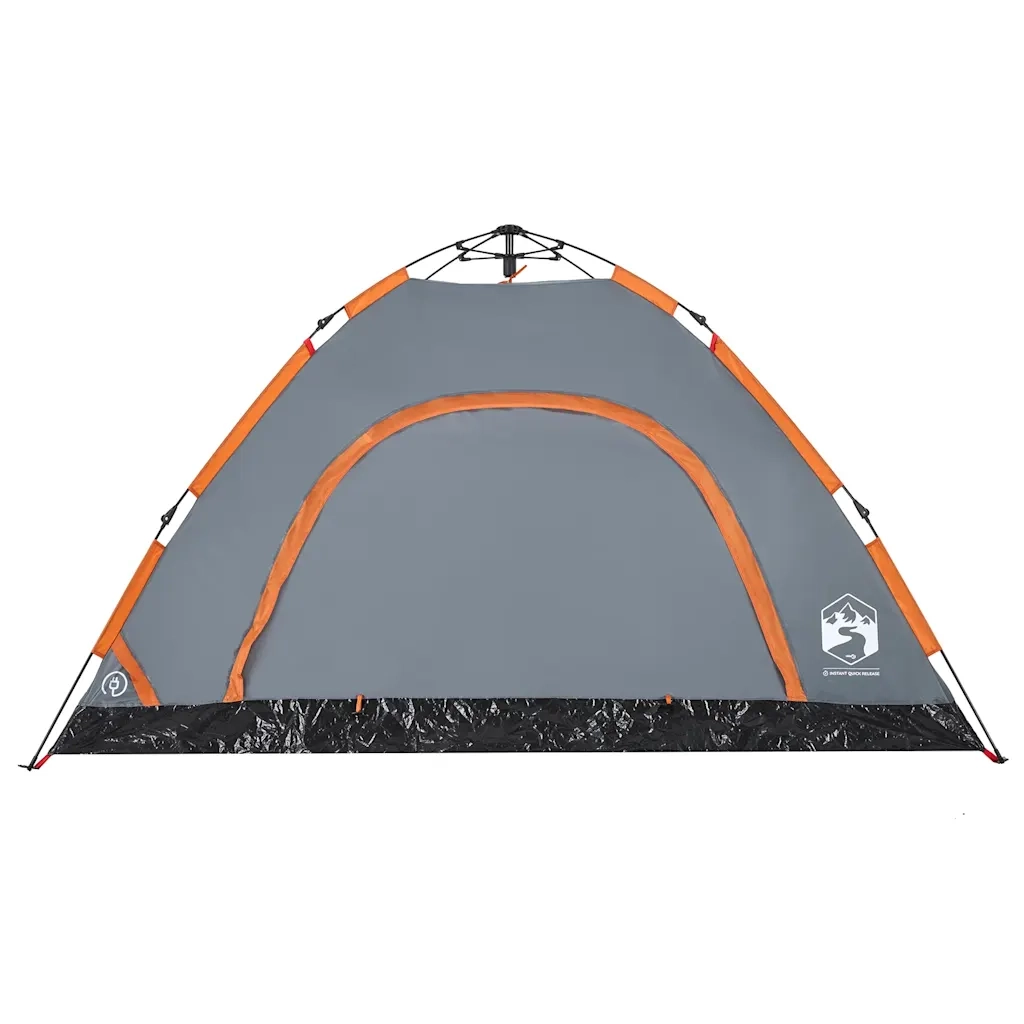 Tenda Campeggio 4 Persone Grigio e Arancione a Rilascio Rapido 4004171