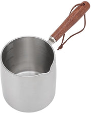 Fornello per burro 450ML - Pentola per burro in acciaio inossidabile - Maniglia in legno - Piccola pentola - Per cioccolato/melata/caffè - Dimensioni compatte 8,5 x 8,5 x 9,5 cm