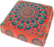 Pavimento in pelle con decorazione a fregio - Cuscino di pavimento morbido - 60 cm di diametro - Elegante e versatile - Ideale per salotto/camera da letto