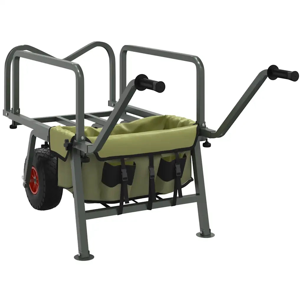 Carrello da Pesca Verde con 2Ruote Acciaio Verniciato a Polvere