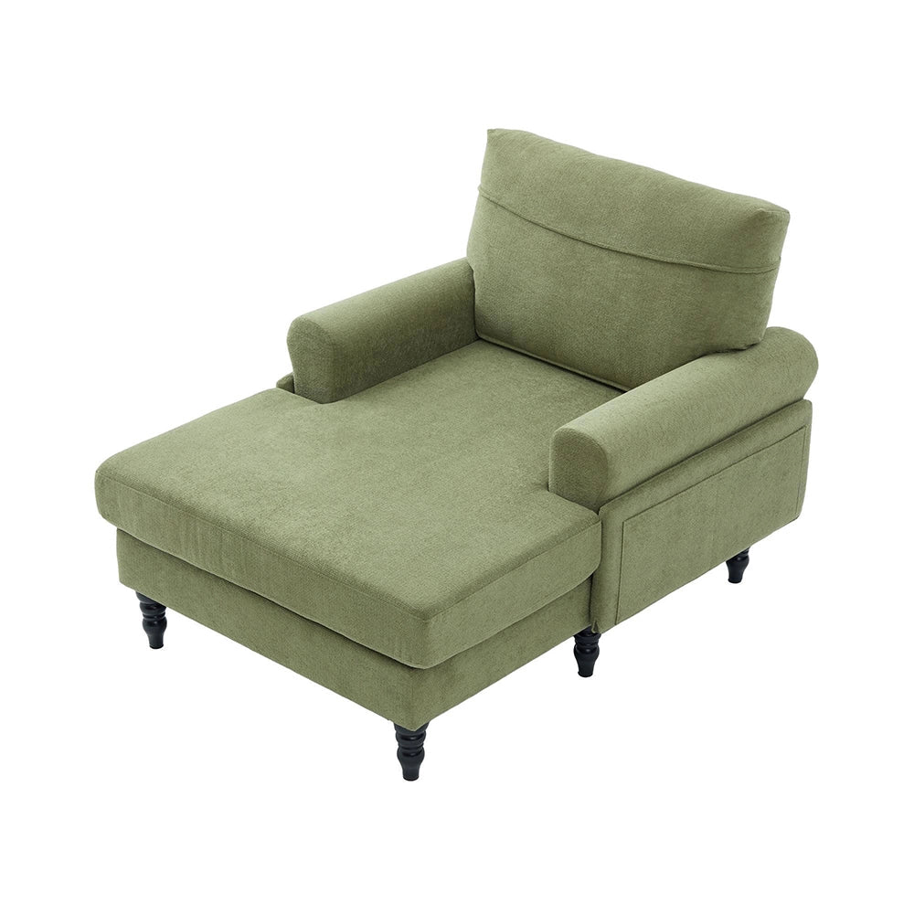 Chaise longue minimalista - Xylo - Tissuto chenille con tasche laterali