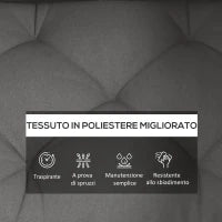 Set 3 Cuscini da Giardino per Divani e Pallet in Poliestere con Imbottitura Spessa, Grigio Carbone