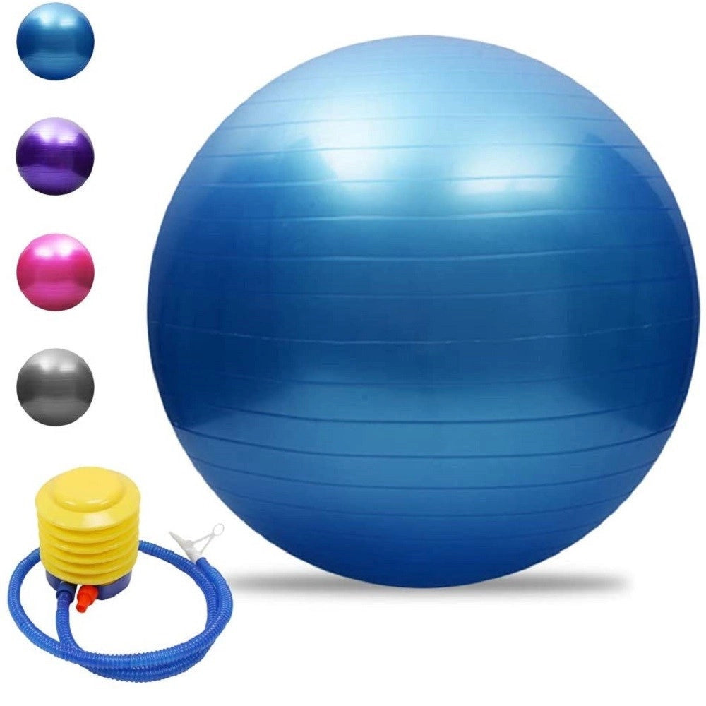 Trade Shop - Palla Da Ginnastica Fitness Yoga Con Pompa Per Pilates Esercizi Allenamento 75cm - Blu