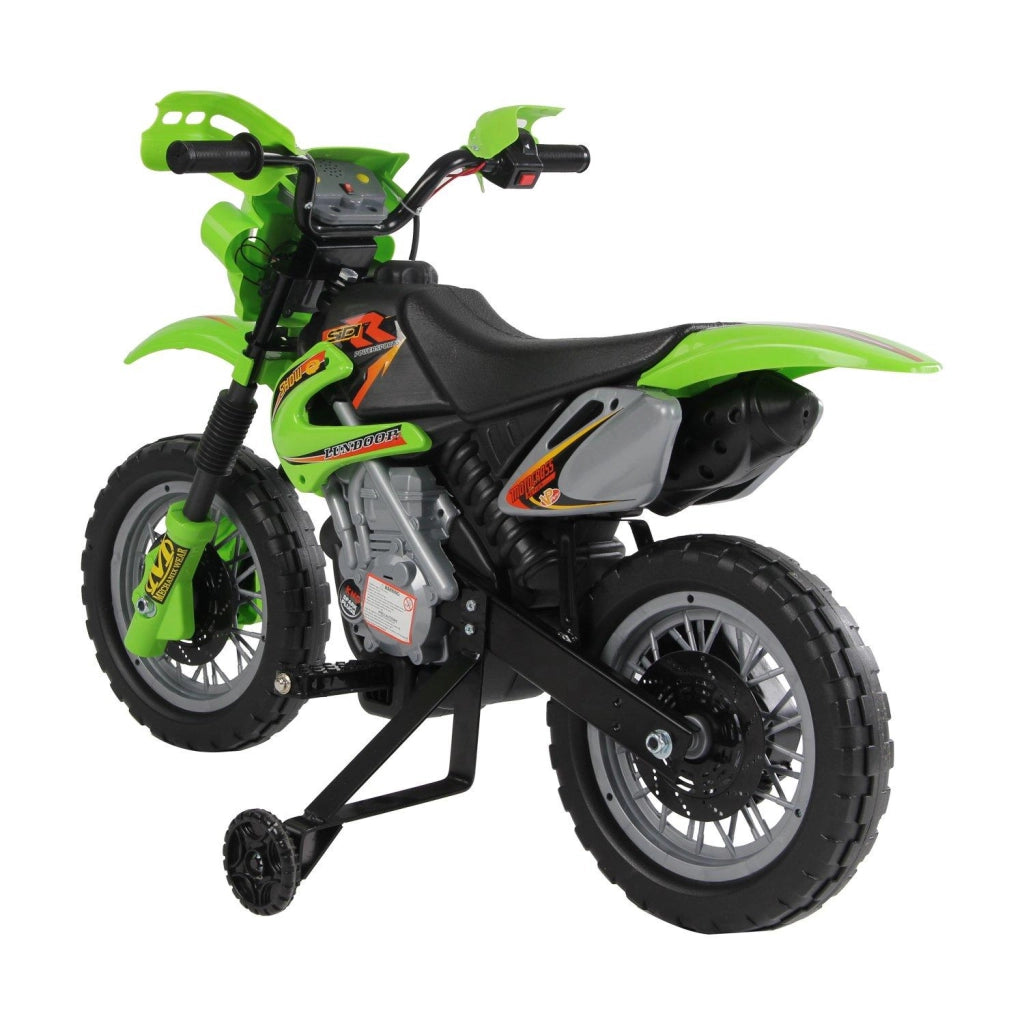 Moto Cross Elettrica per Bambini 6V con Rotelle Verde