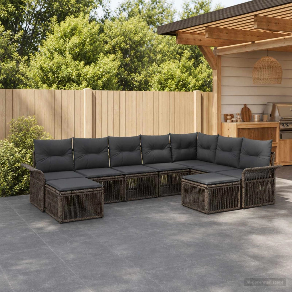 Set Divano da Giardino 9 pz Grigio e Grigio Scuro polyrattan 3435017