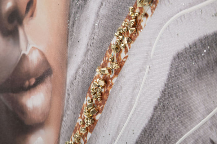 Dipinto su Tela Naomi 100x100x3 cm Cornice in Legno di Pino Multicolor