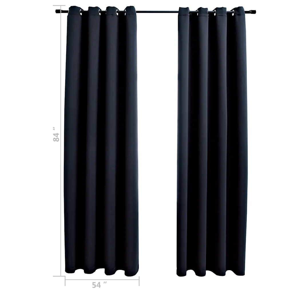 vidaXL Tende oscuranti con anelli 2 pz Nero 137x213 cm Tessuto