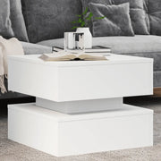 Tavolino da Salotto con Luci LED Bianco 50x50x40 cm