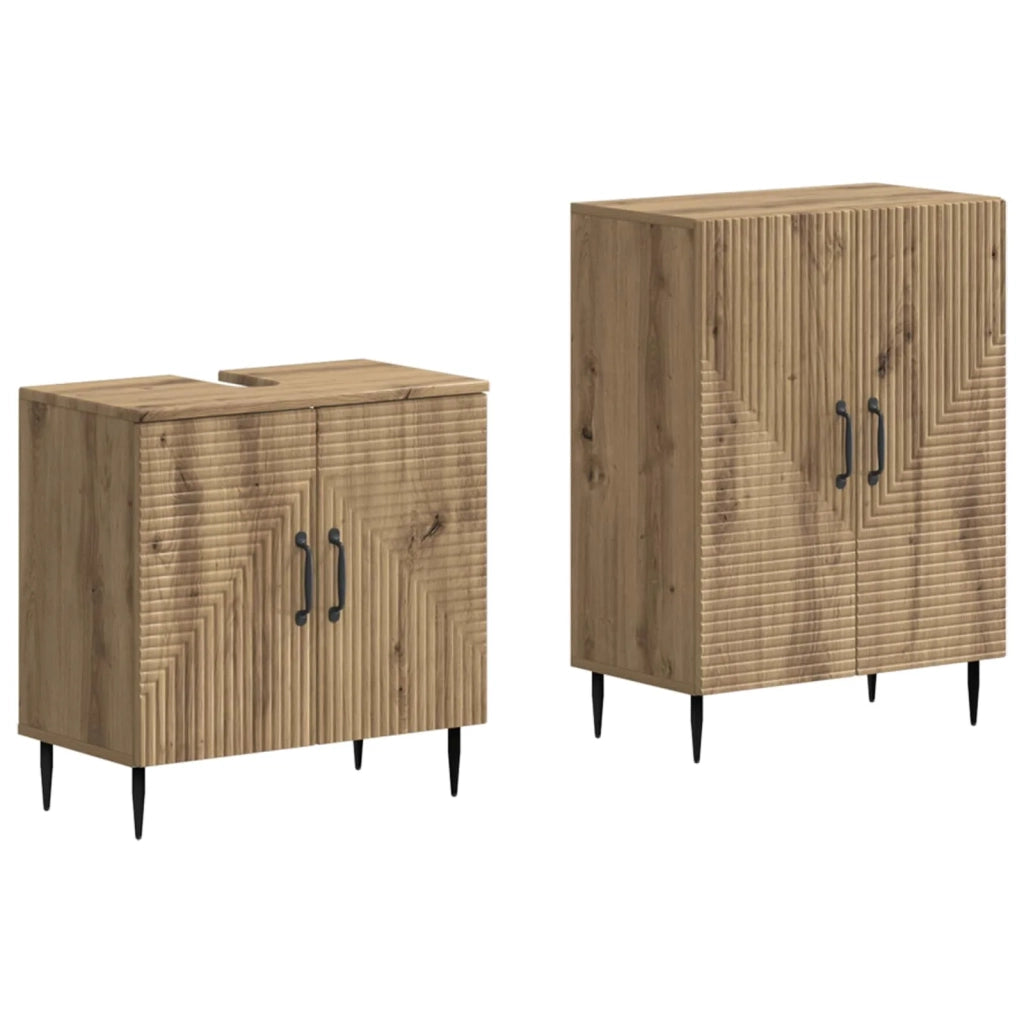 Set di Armadi da Bagno da 2 Pezzi HAARLEM Rovere Artigianale 3417620
