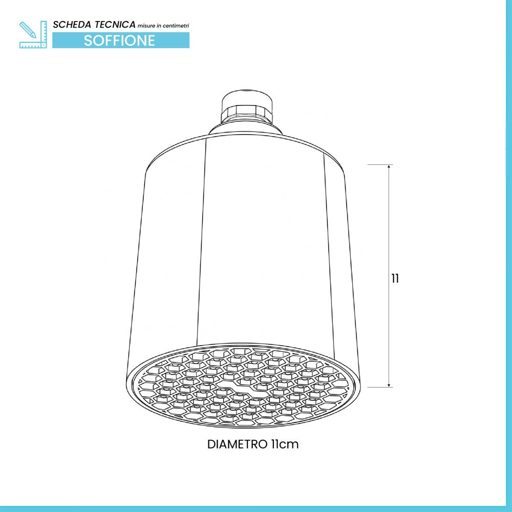 Soffione doccia tondo 11x11 in abs cromo