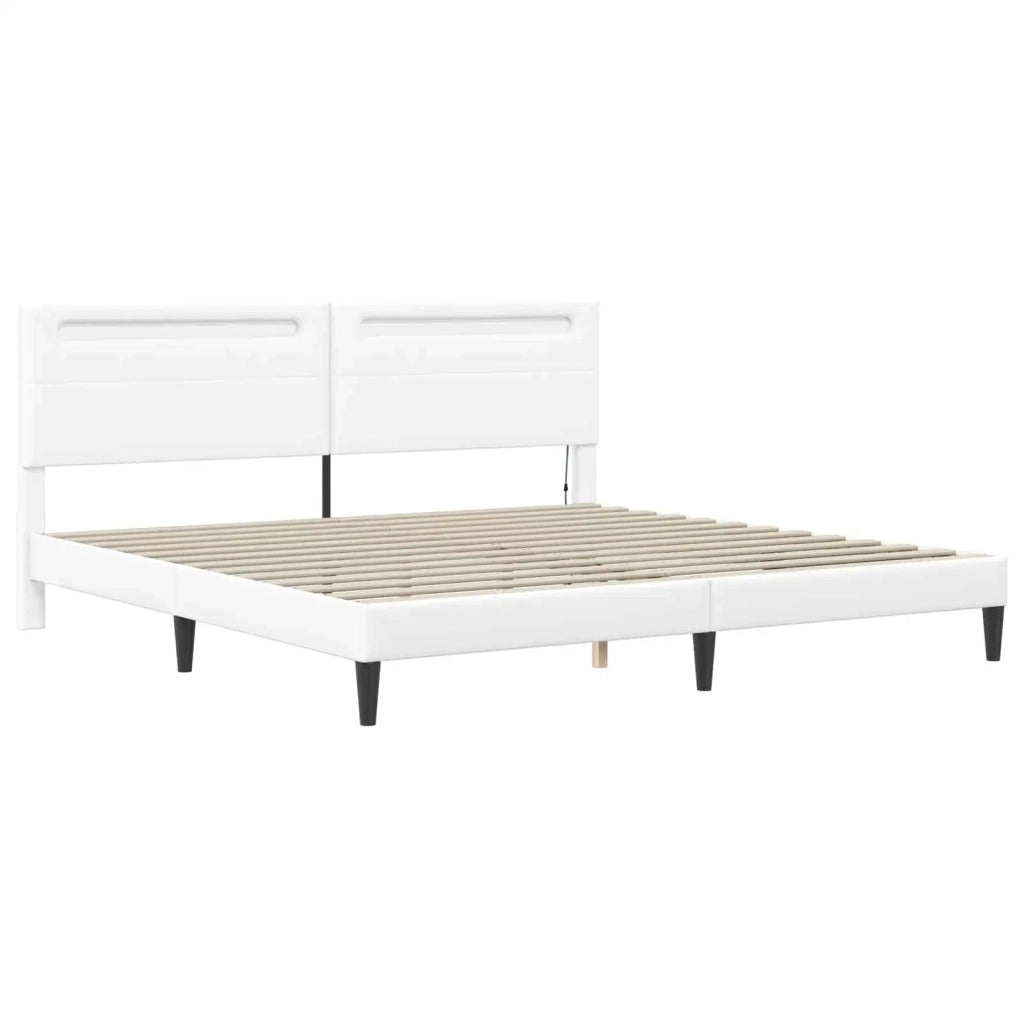 Struttura del letto con testiera Bianco 200 x 200 cm Similpelle