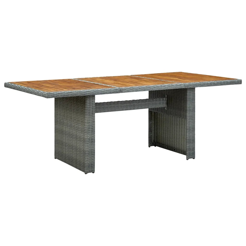 Tavolo da Giardino Grigio Chiaro in Polyrattan e Legno Acacia cod mxl 34350