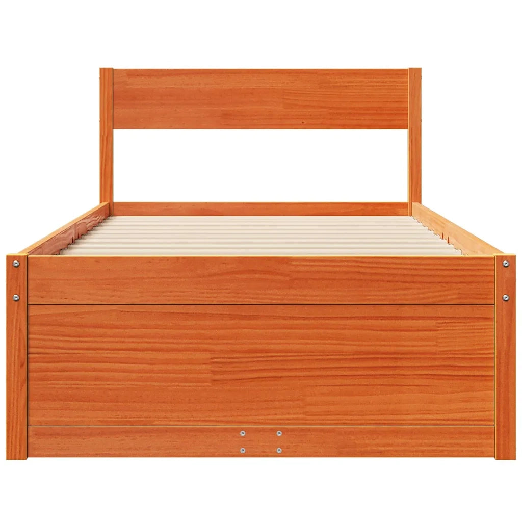 Letto senza Materasso Marrone Cera 75x190 cm in Legno di Pino 846809