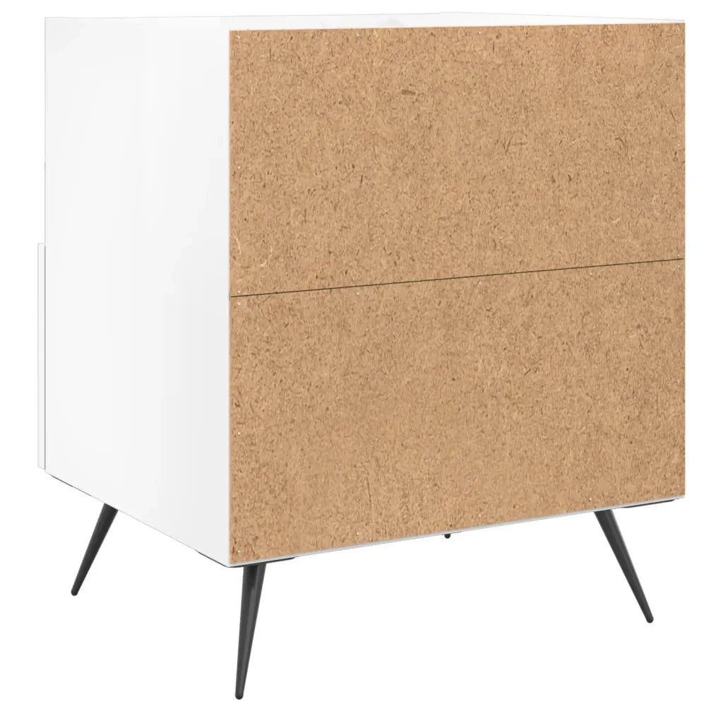 Comodini 2 pz Bianco Lucido 40x35x47,5 cm in Legno Multistrato