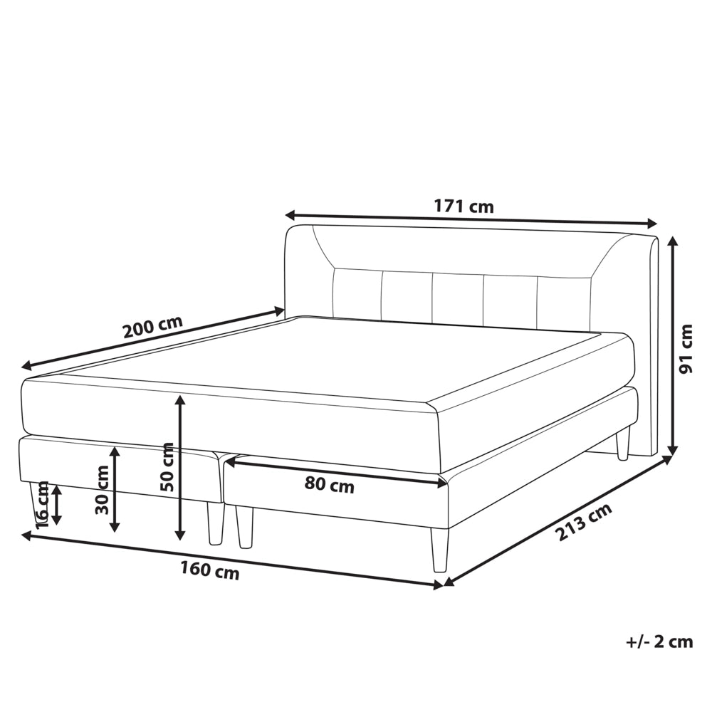 Letto Beige Velluto Tappezzeria 160 x 200 cm Continentale Con Materasso Testiera Box Molle