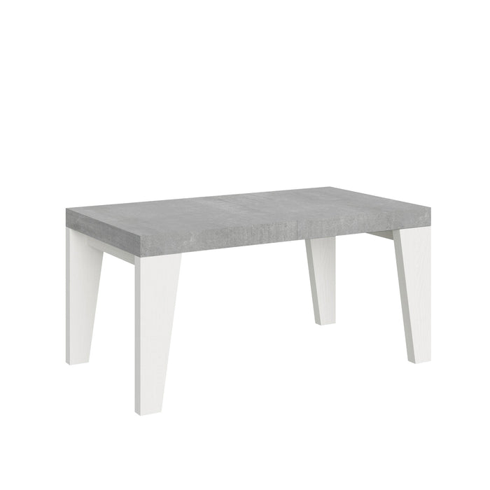 Tavolo Allungabile 160/420x90x77 cm Naxy Mix piano Cemento gambe Bianco Frassino
