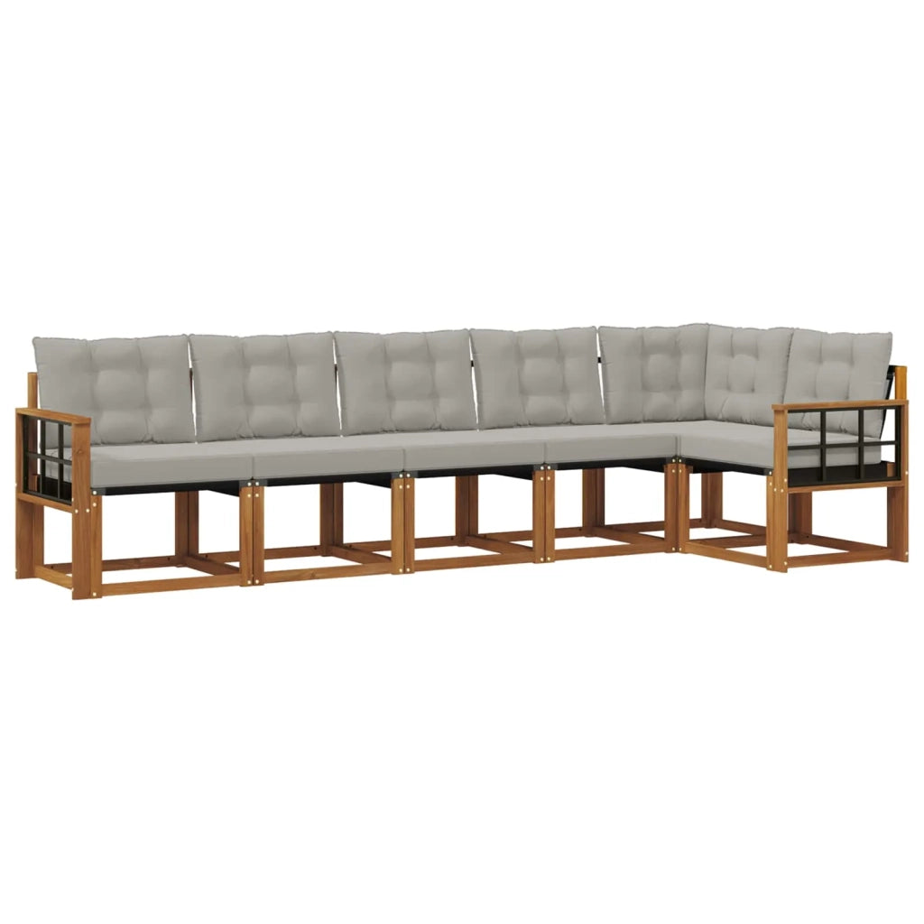 Set di divani da esterno 6 pcs Grigio Naturale e Chiaro