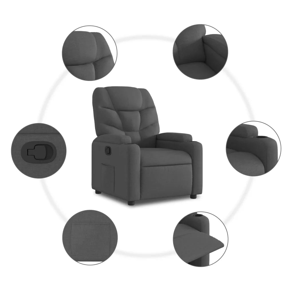 Divano Sedia-Poltrona reclinabile in tessuto grigio scuro 407072