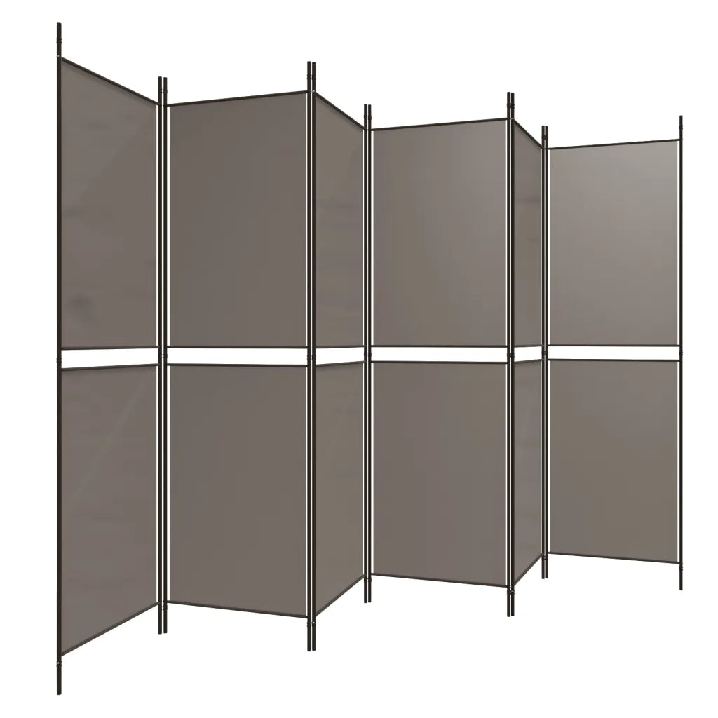 Divisorio a 6 Pannelli Antracite 300 x 180 cm Tessuto 350224