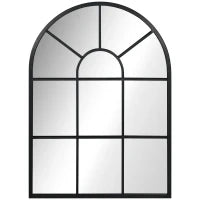 Specchio Moderno a Parete e a forma di Arco 70x50 cm per Camera da Letto e Soggiorno, in Metallo Nero e Vetro
