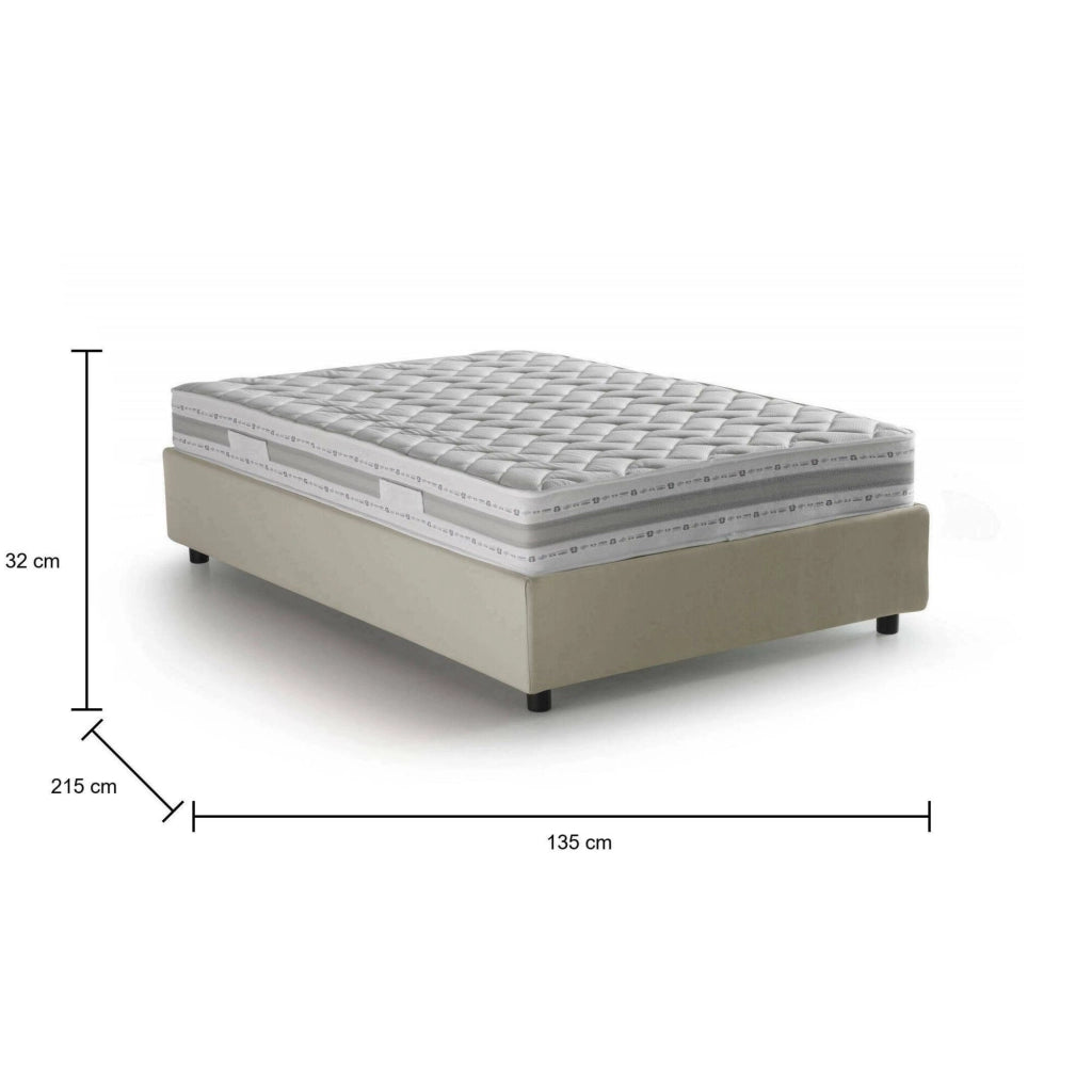 Abici, Letto Piazza e Mezza Materasso Incluso Made in Italy, Beige
