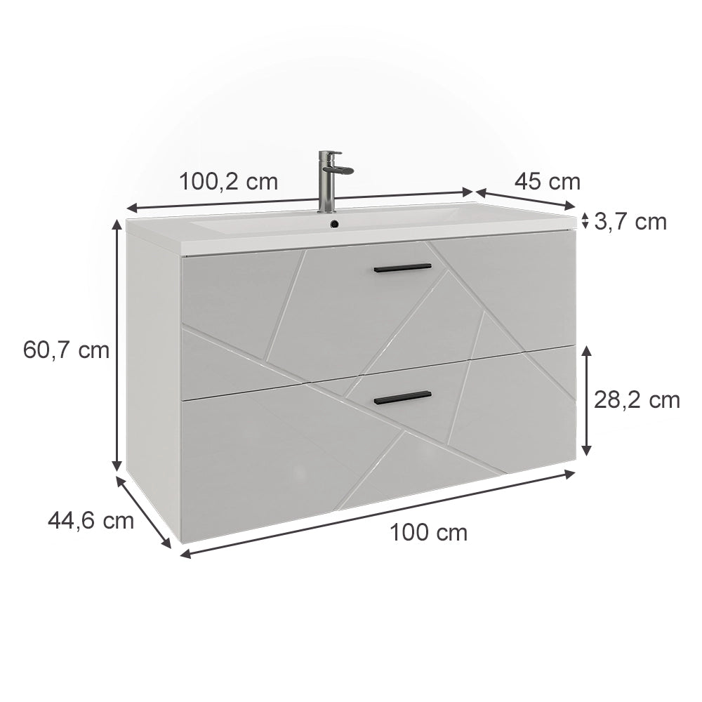 Vicco Set di mobili da bagno Bianco/bianco lucido 2 parti
