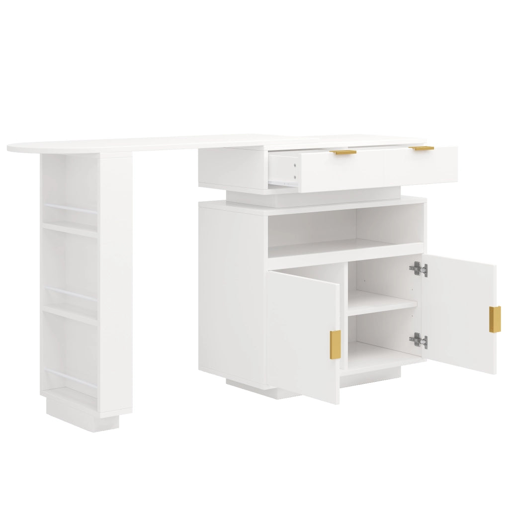 Stehtisch ausziehbar e girevole con LED; 115-183x40x99;5 cm; bianco