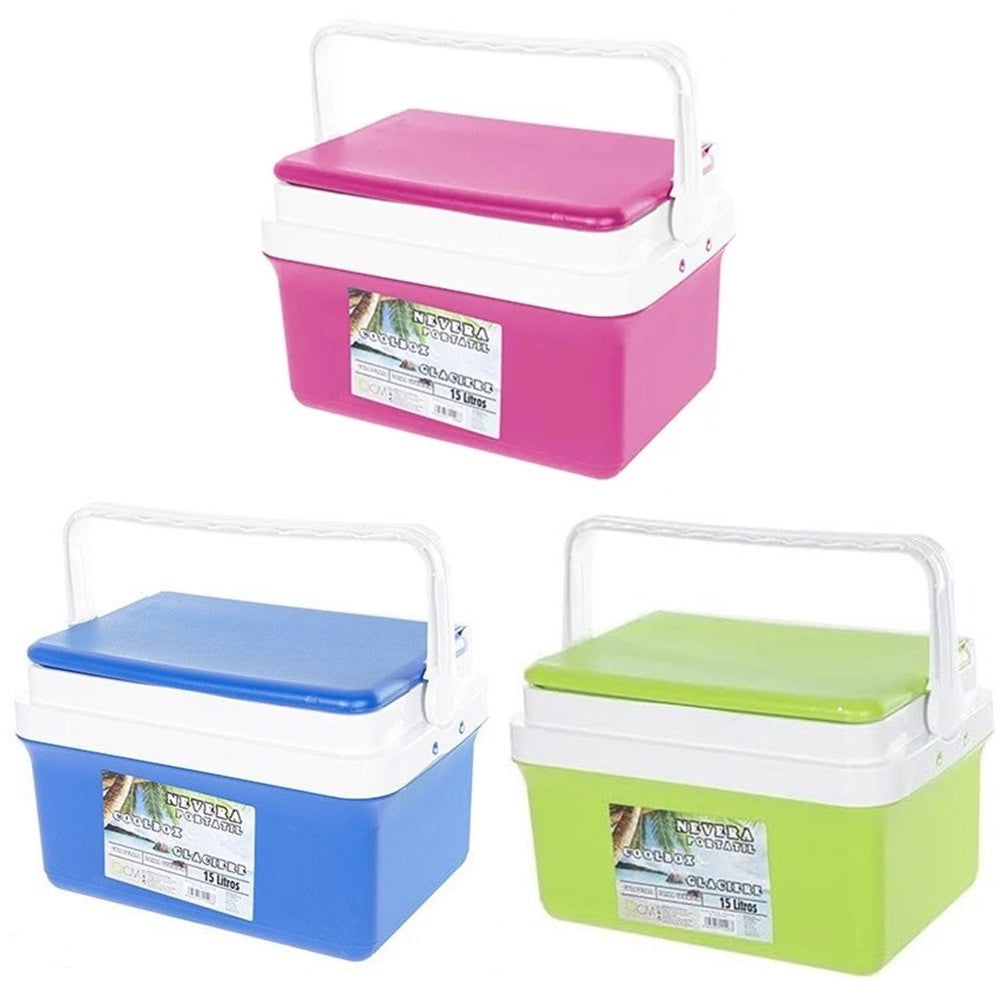 Trade Shop - Frigo Borsa Termica Frigorifero Portatile Con Coperchio Piatto Da 15 Lt Con Maniglia -