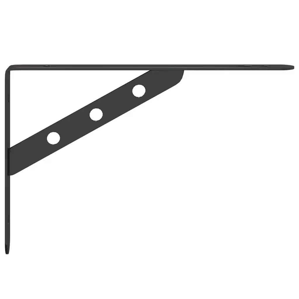 Staffe per Mensola 4 pz 23,5x2,5x15,5 cm in Acciaio Inox Nero