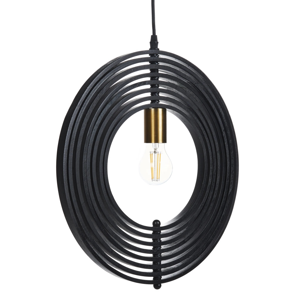 Lampada a sospensione luce legno di pioppo nero rotondo paralume regolabile appeso lampada da soffitto