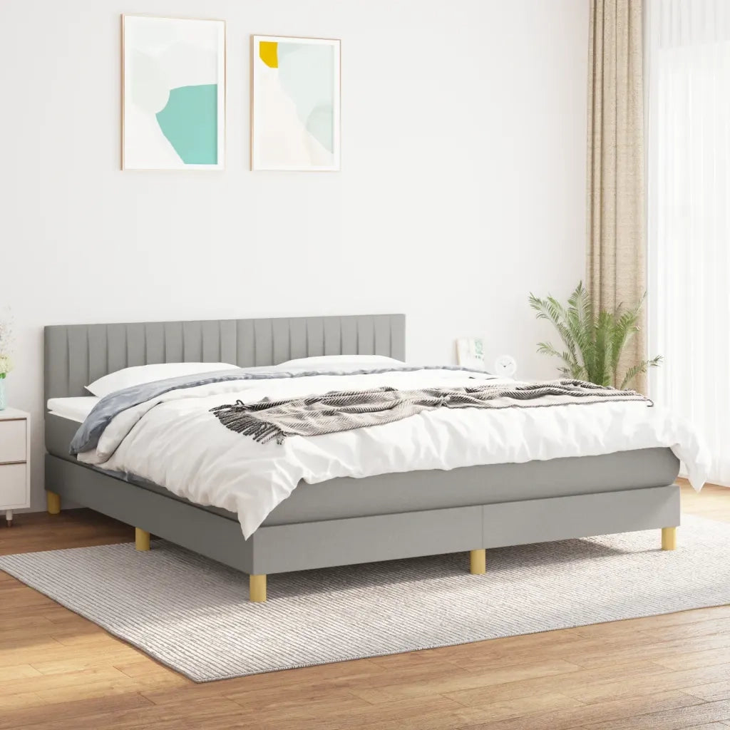 Giroletto a Molle con Materasso Grigio Chiaro160x200 cm Tessuto 3140785