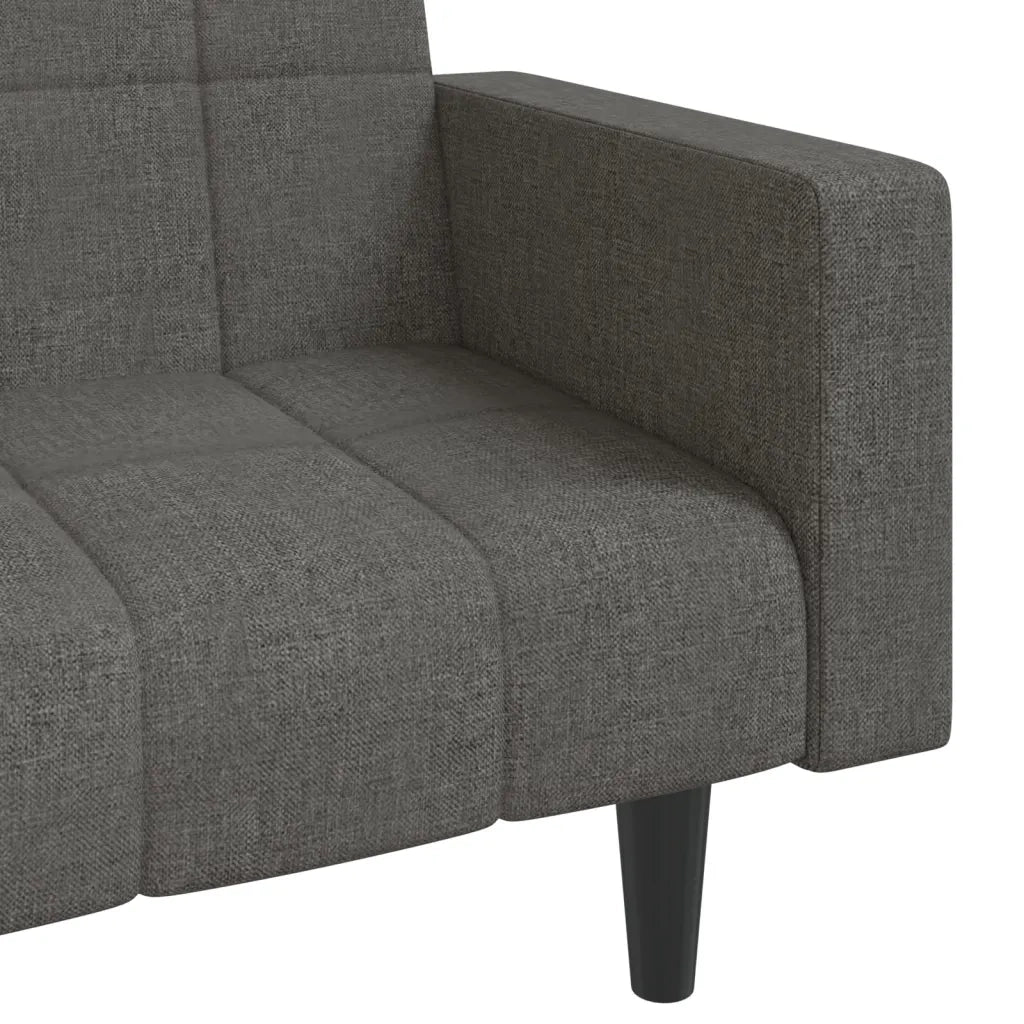 Divano Letto a 2 Posti con 2 Cuscini Grigio Scuro in Tessuto 375834