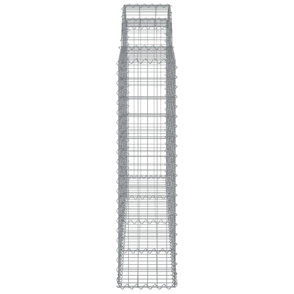 Cesto gabbione recinzione a gabbia muro di contenimento ad arco 200 x 30 x 120/140 cm ferro zincato argento 02_0039994